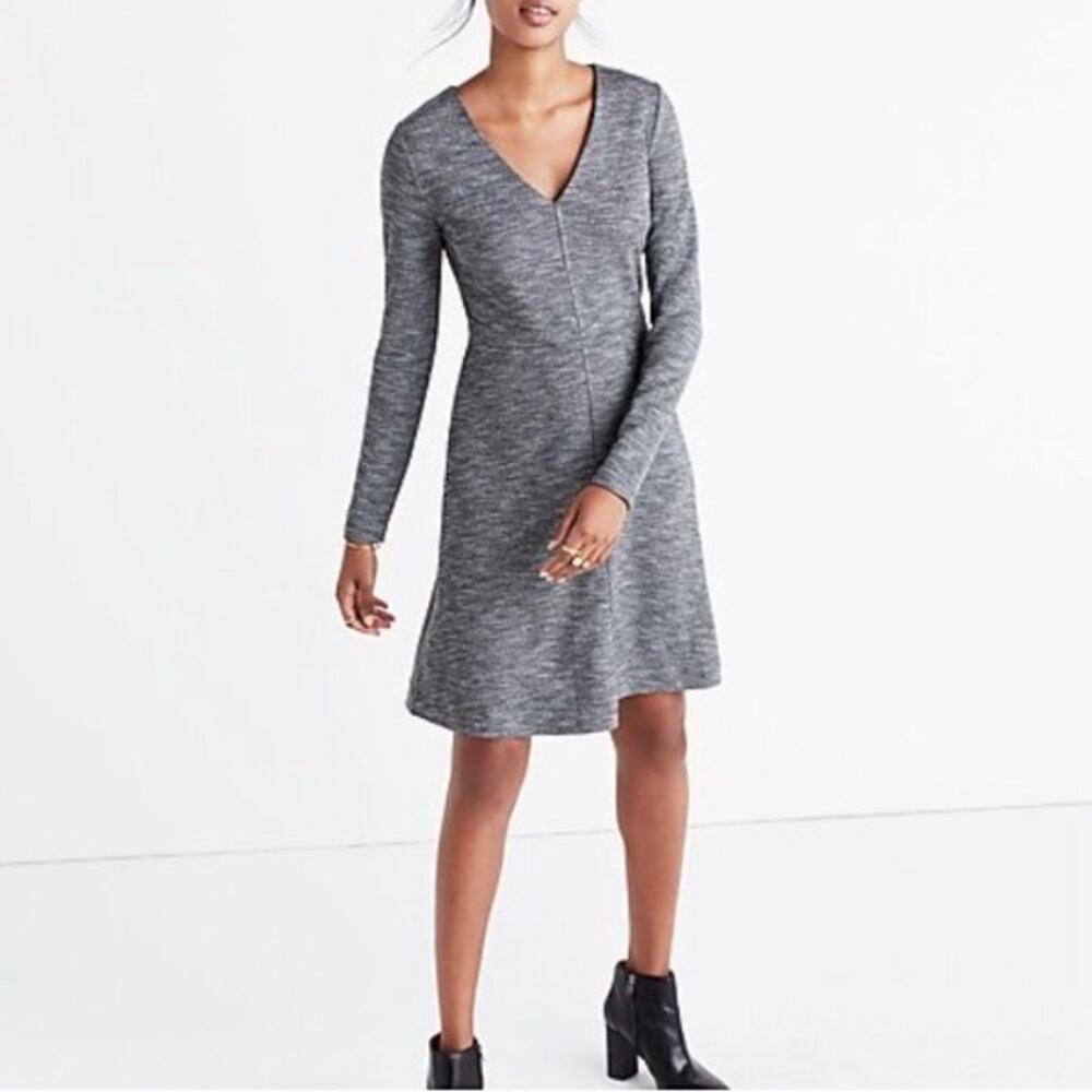 New Madewell Gray Bridgewalk V-Neck Long Sleeves Midi Dress Size 10